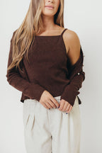Jayla Knit Tank and Cardigan Set in Espresso