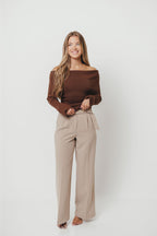 Ana Off-Shoulder Knit Top in Espresso