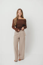 Ana Off-Shoulder Knit Top in Espresso