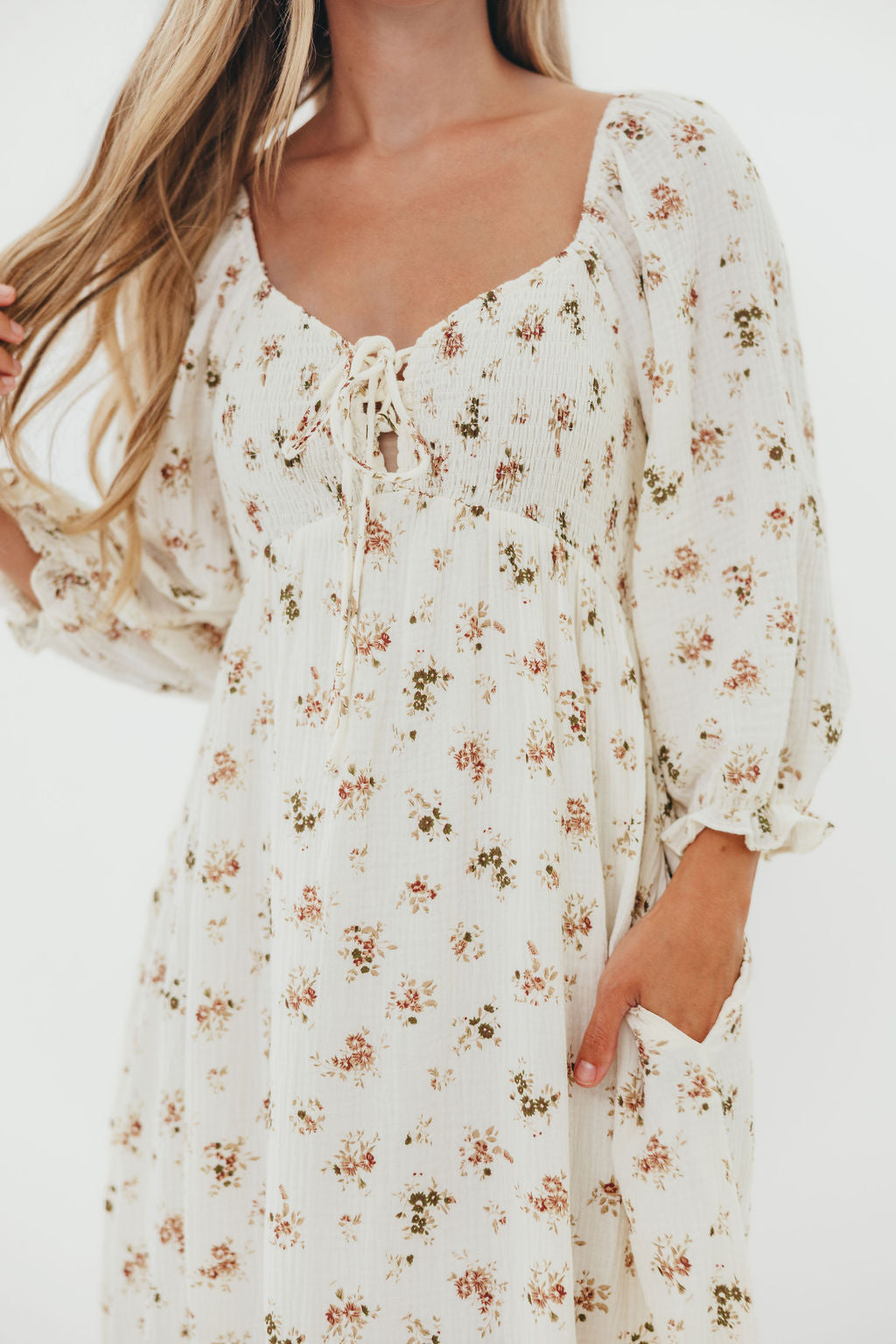 Cecilia 100% Cotton Smocked Maxi Dress in Cream - Bump Friendly