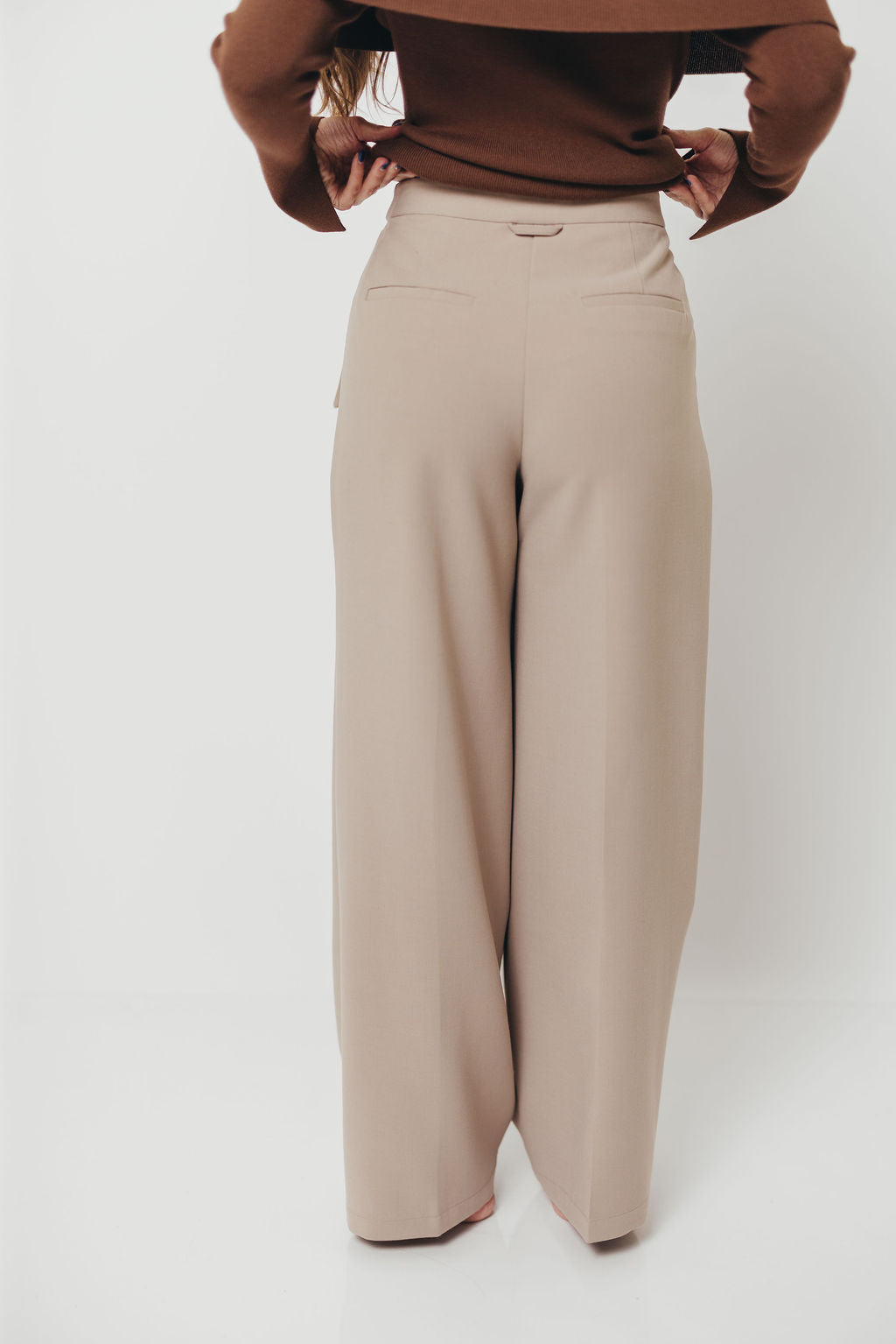 Shayne Wide Leg Trousers in Stone *Final Sale*
