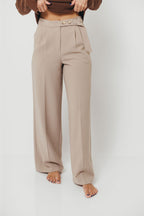 Shayne Wide Leg Trousers in Stone *Final Sale*
