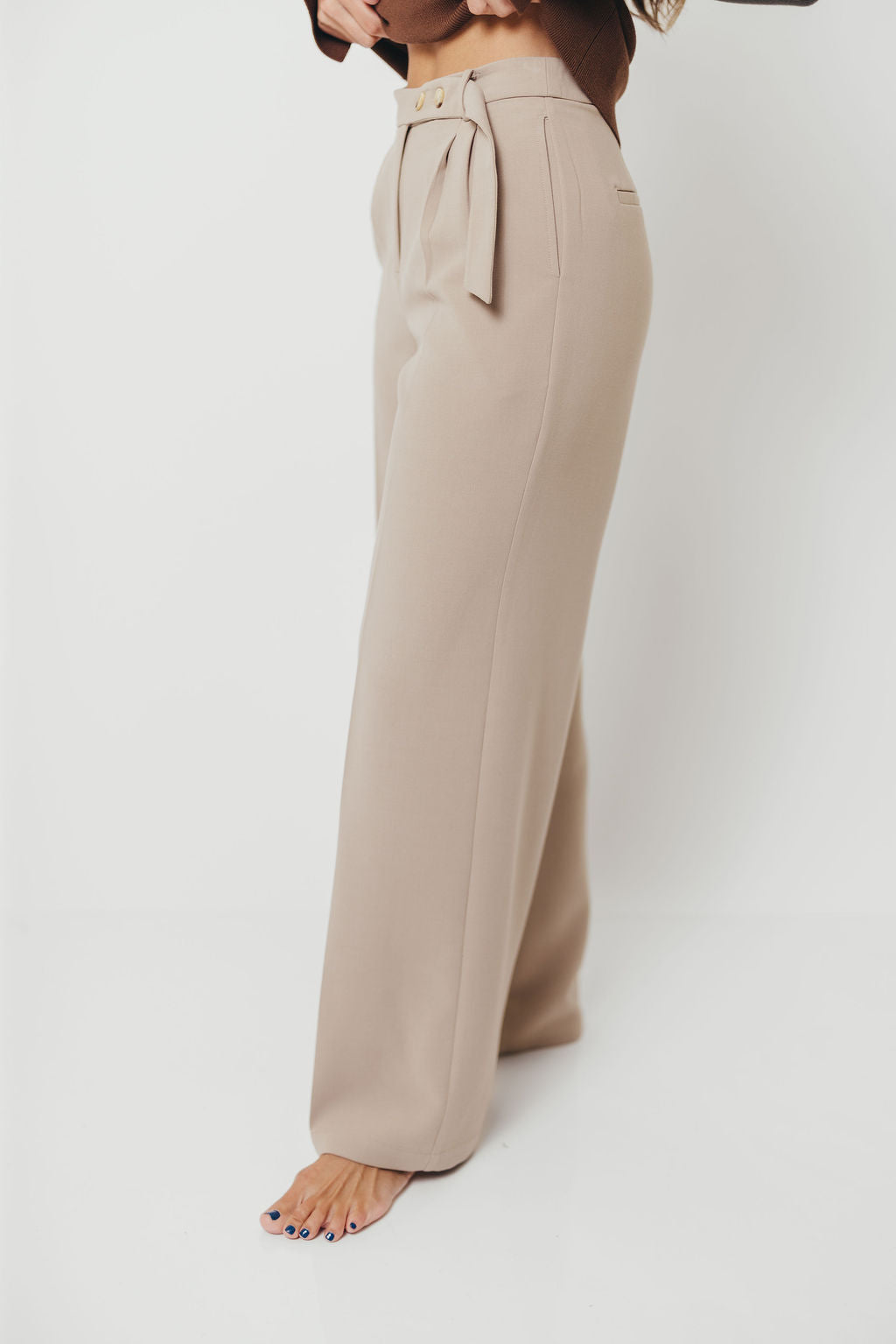 Shayne Wide Leg Trousers in Stone *Final Sale*