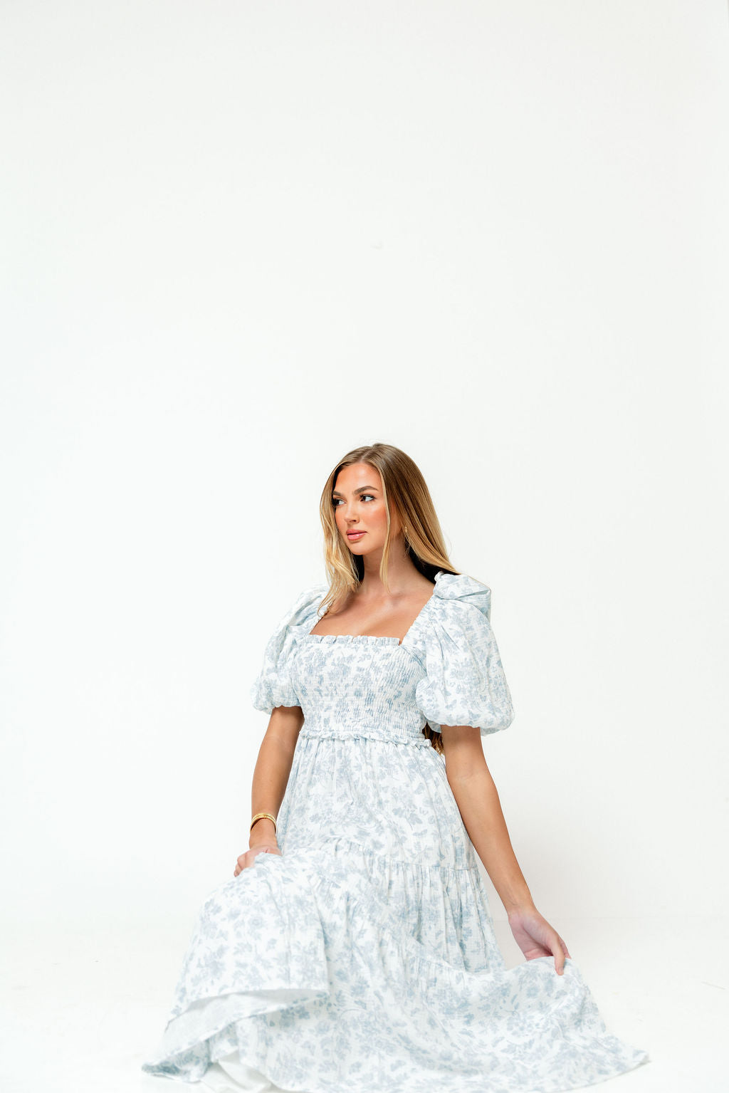 Elena 100% Cotton Midi Dress in Garden Blue *12/19 PRE-ORDER*