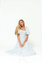 Elena 100% Cotton Midi Dress in Garden Blue *12/19 PRE-ORDER*
