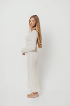 Joline Textured Rib Knit Sweater Maxi Dress in Off-White