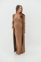 Lina Two Piece Dress Set in Taupe - Bump Friendly & Inclusive Sizing