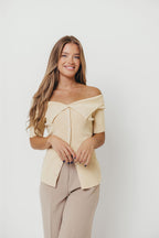 Karina Off-Shoulder Knit Top in Custard *Final Sale*