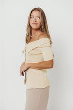 Karina Off-Shoulder Knit Top in Custard *Final Sale*