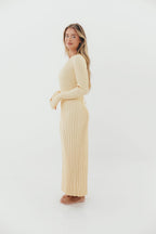 Colette Premium Long Sleeved Ribbed Knit Maxi Dress in Butter Yellow  - Bump Friendly *Final-Sale*