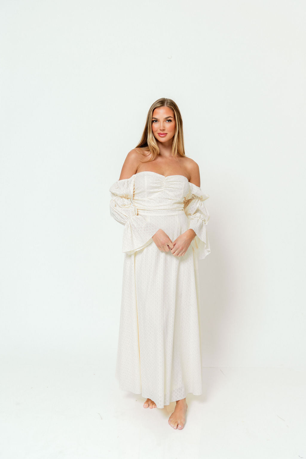 Corrine Tiered Sleeve Maxi Dress in Ivory Cream *12/15 PRE-ORDER*