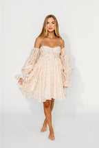Kennedy Floral Mini Dress in Cream- Bump Friendly *Final-Sale*