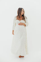 Cecilia 100% Cotton Smocked Maxi Dress in Ivory - Bump Friendly