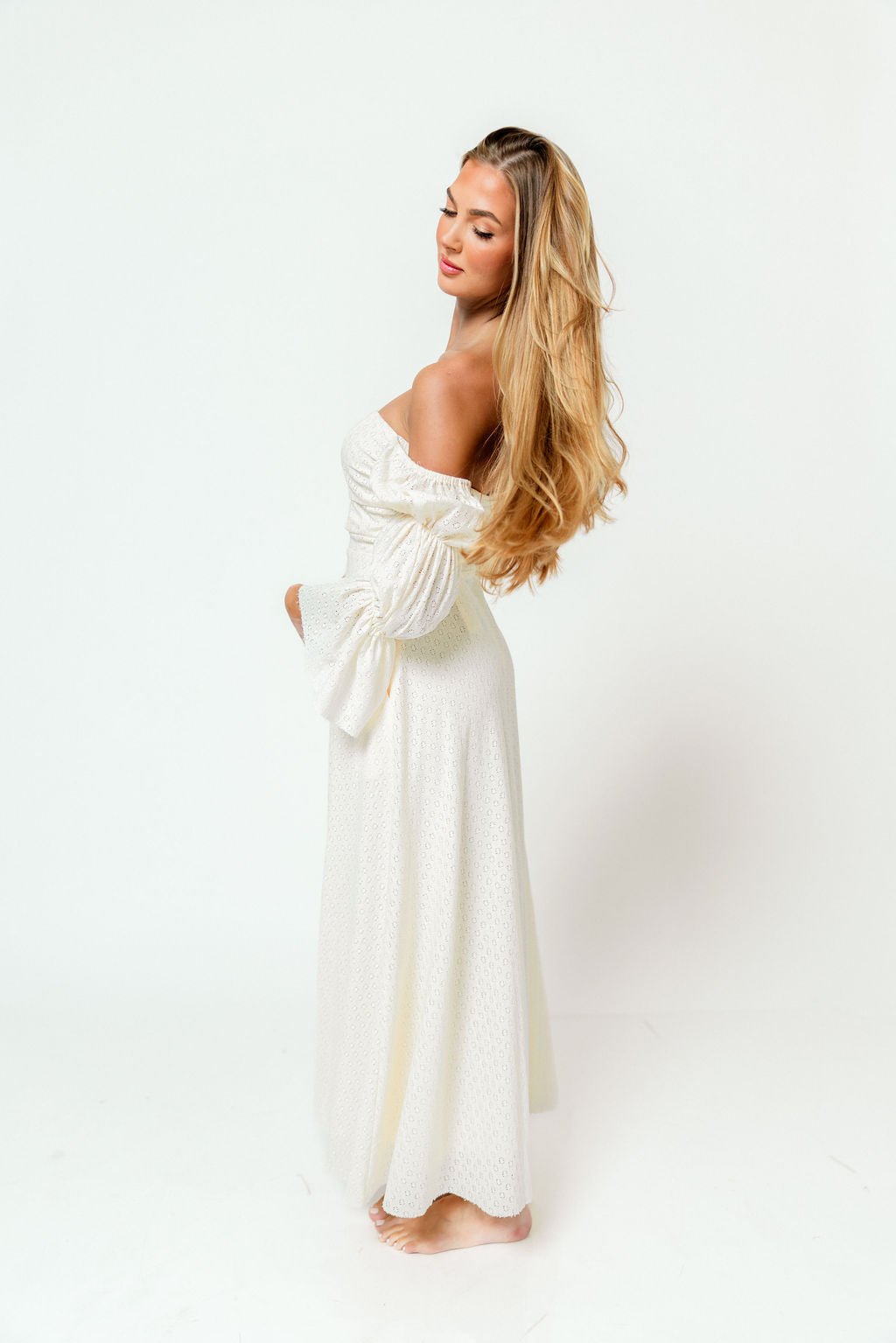 Corrine Tiered Sleeve Maxi Dress in Ivory Cream *12/15 PRE-ORDER*