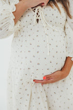 Cecilia 100% Cotton Smocked Maxi Dress in Ivory - Bump Friendly