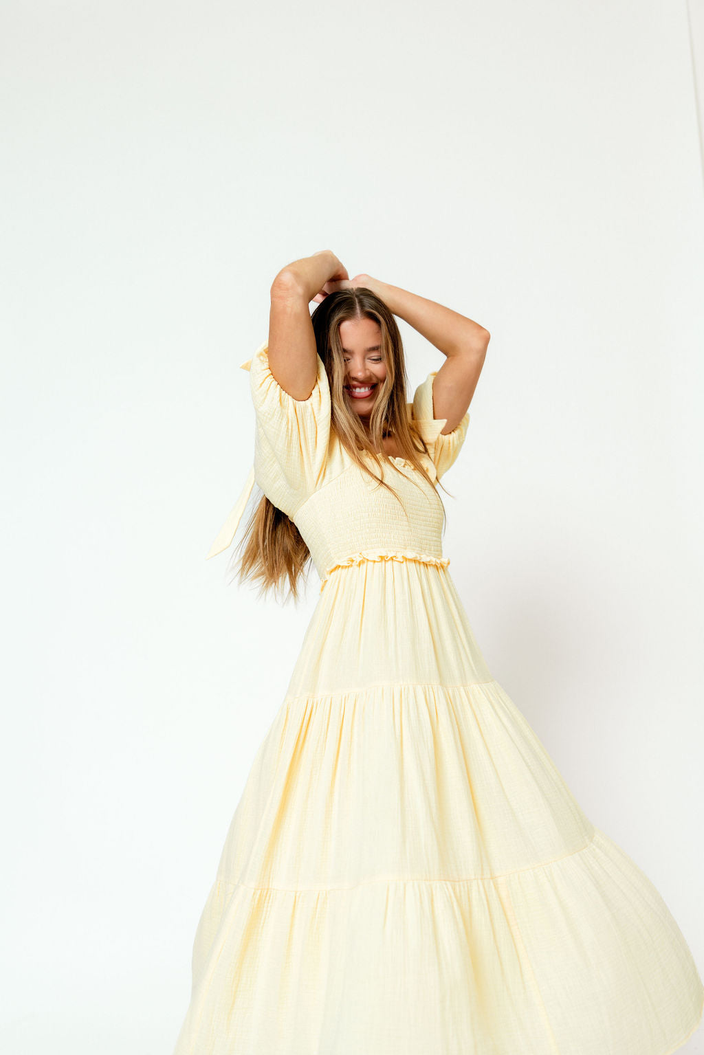 Elena 100% Cotton Midi Dress in Buttercream - Bump Friendly *12/19 PRE-ORDER*