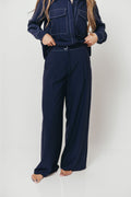 Greer Contrast Stitch Belted Trousers in Midnight Blue *Final Sale*