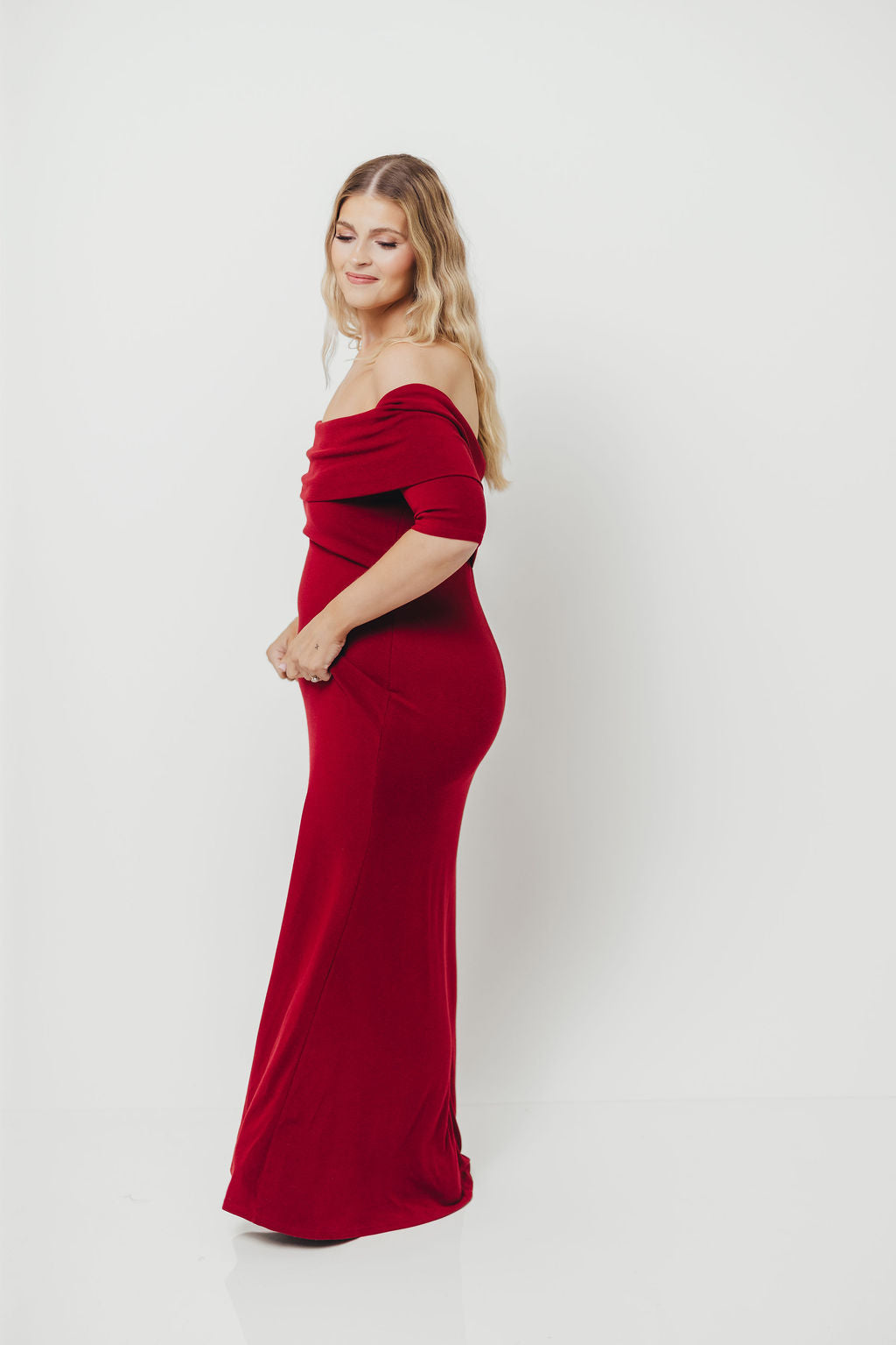 Monroe Half Sleeve Maxi Dress in Red - Bump Friendly *Final Sale*