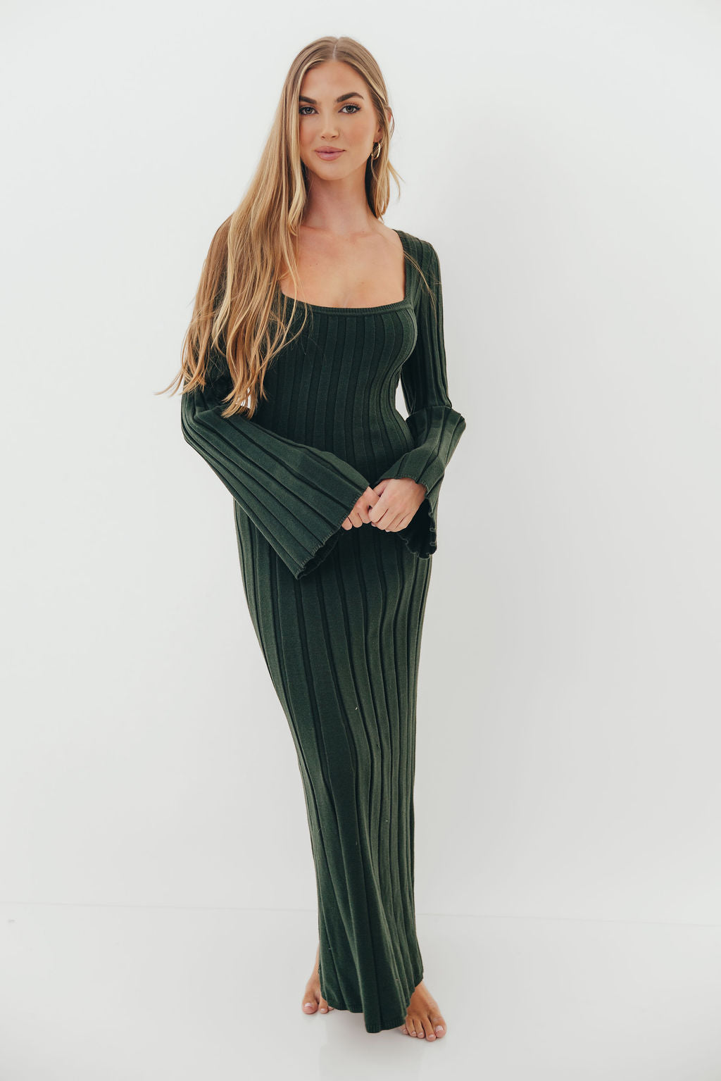 Rowan Square Neck Maxi Dress in Evergreen *Final Sale*