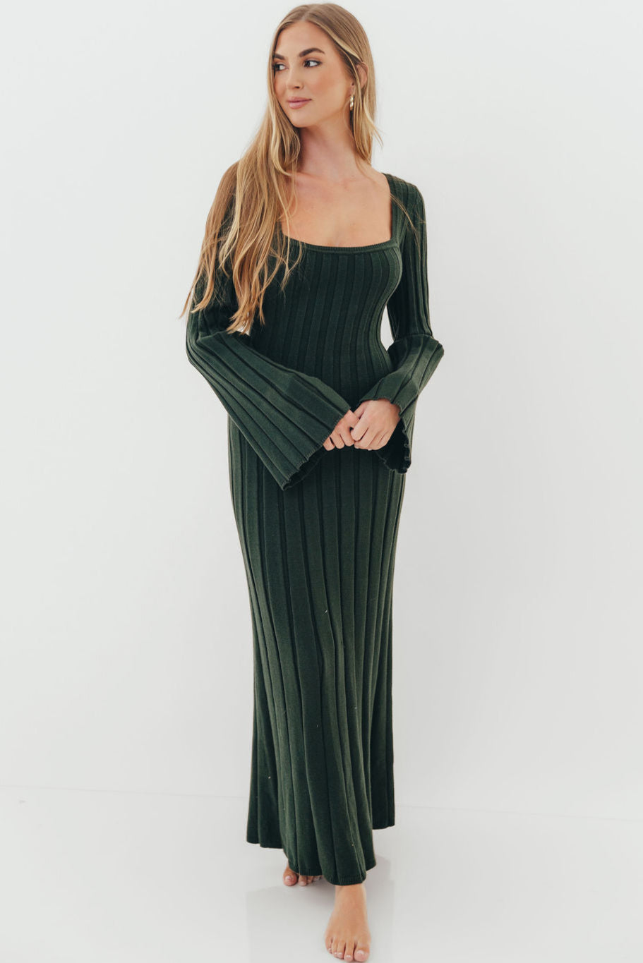 Rowan Square Neck Maxi Dress in Evergreen *Final Sale*