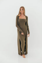 Lina Two Piece Dress Set in Dusty Olive - Bump Friendly