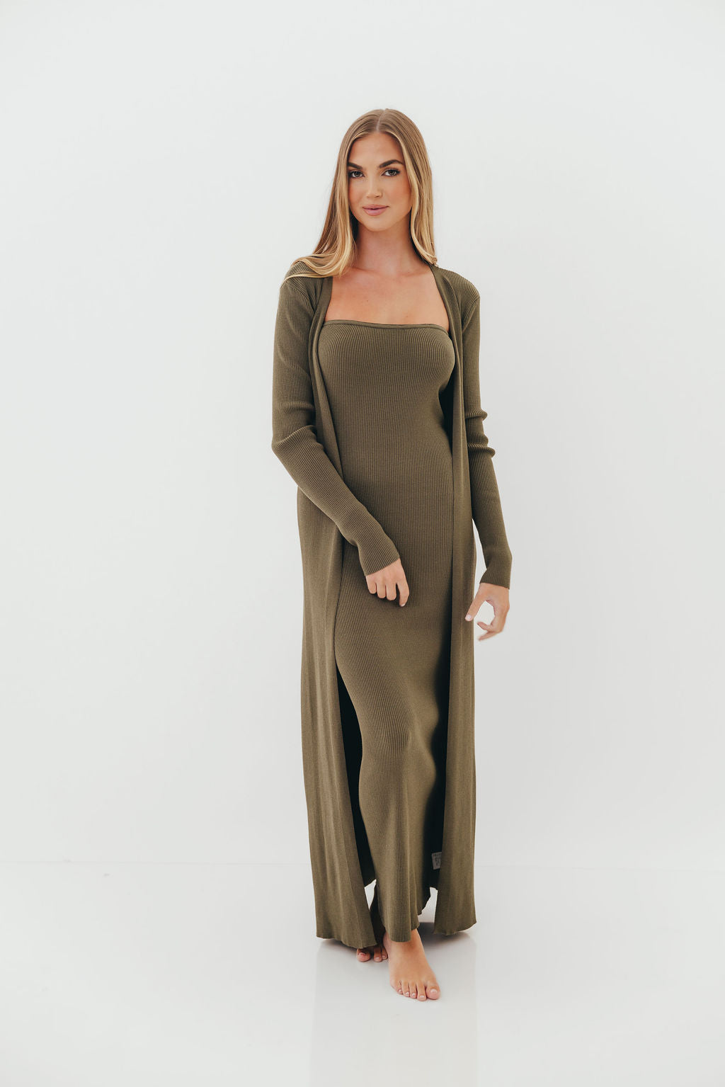 Lina Two Piece Dress Set in Dusty Olive - Bump Friendly