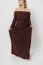 Lennox Long Sleeve Maxi Dress in Brown - Bump Friendly *Final Sale*