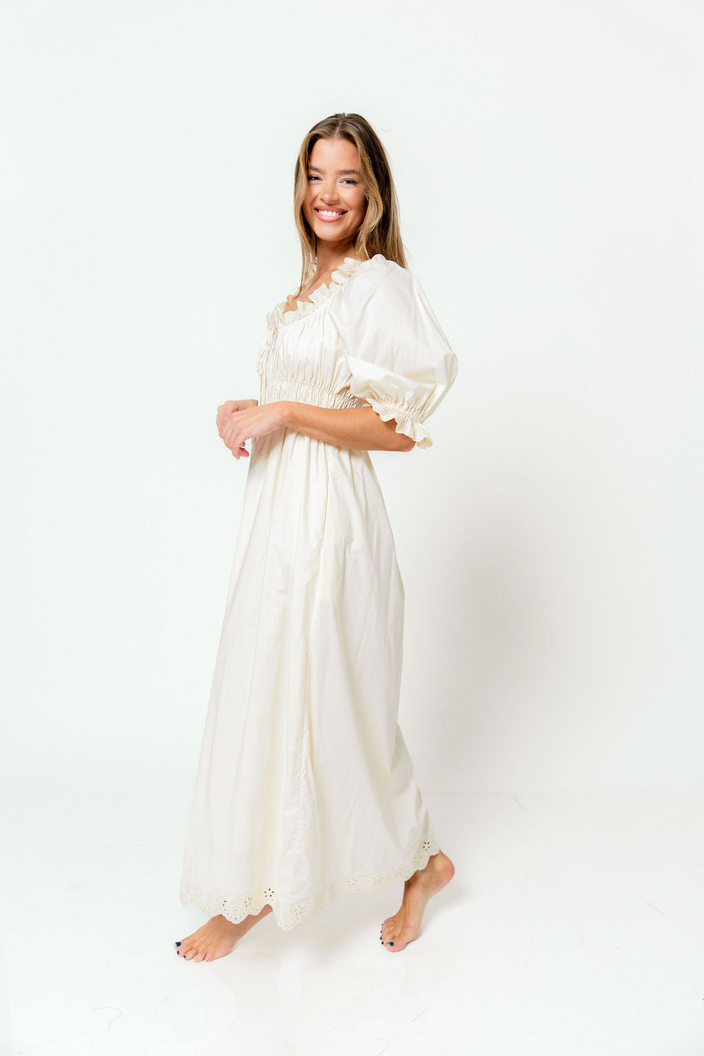 Daydreamer 100% Cotton Maxi Dress in Cream - Bump Friendly *12/29 PRE-ORDER*