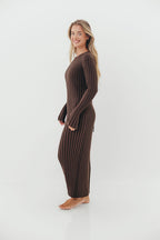 Colette Premium Long Sleeved Ribbed Knit Maxi Dress in Brown - Bump Friendly *Final Sale*