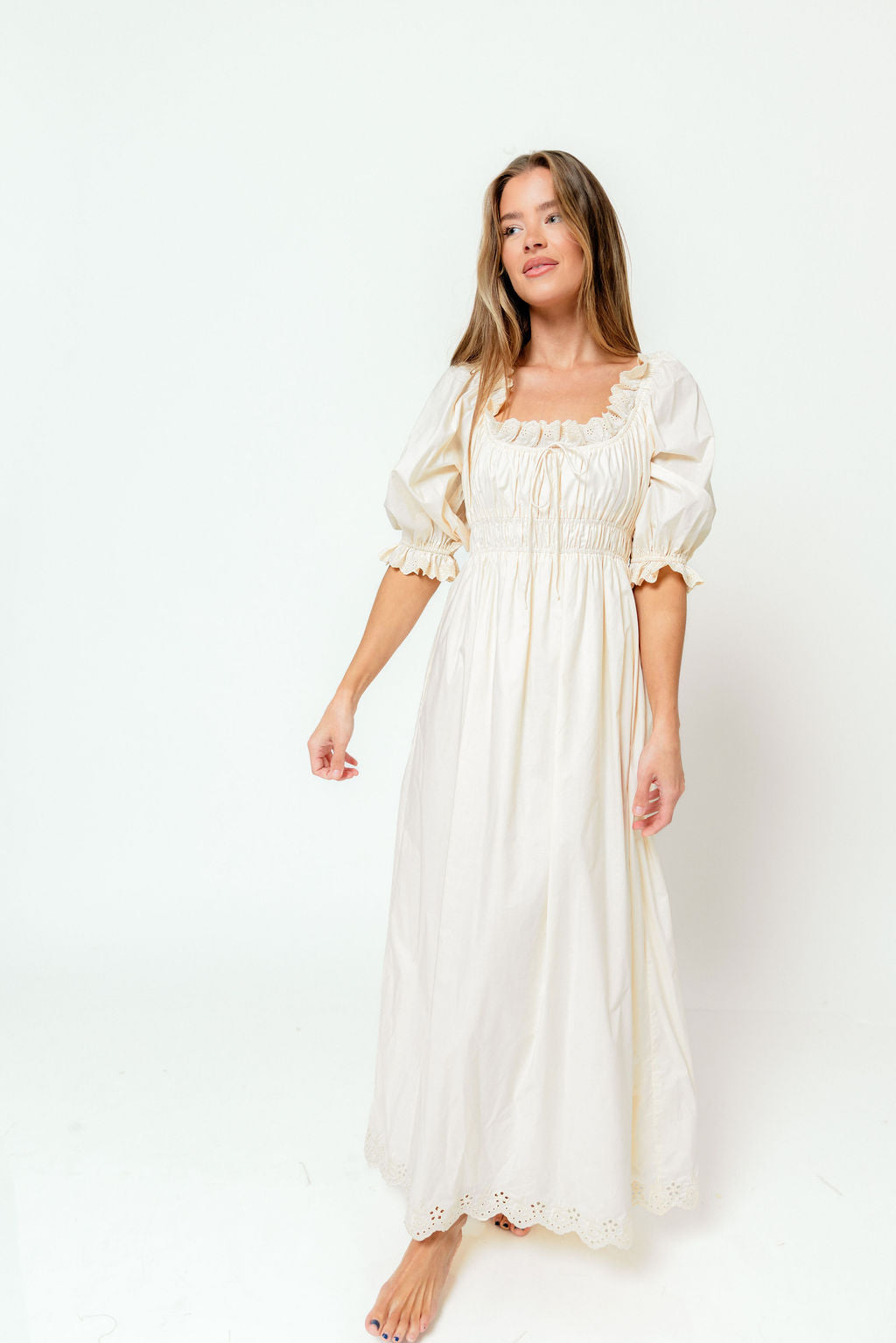 Daydreamer 100% Cotton Maxi Dress in Cream - Bump Friendly *12/29 PRE-ORDER*