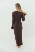 Colette Premium Long Sleeved Ribbed Knit Maxi Dress in Brown - Bump Friendly *Final Sale*