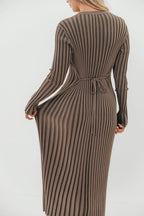 Colette Premium Long Sleeved Ribbed Knit Maxi Dress in Slate - Bump Friendly *Final Sale*