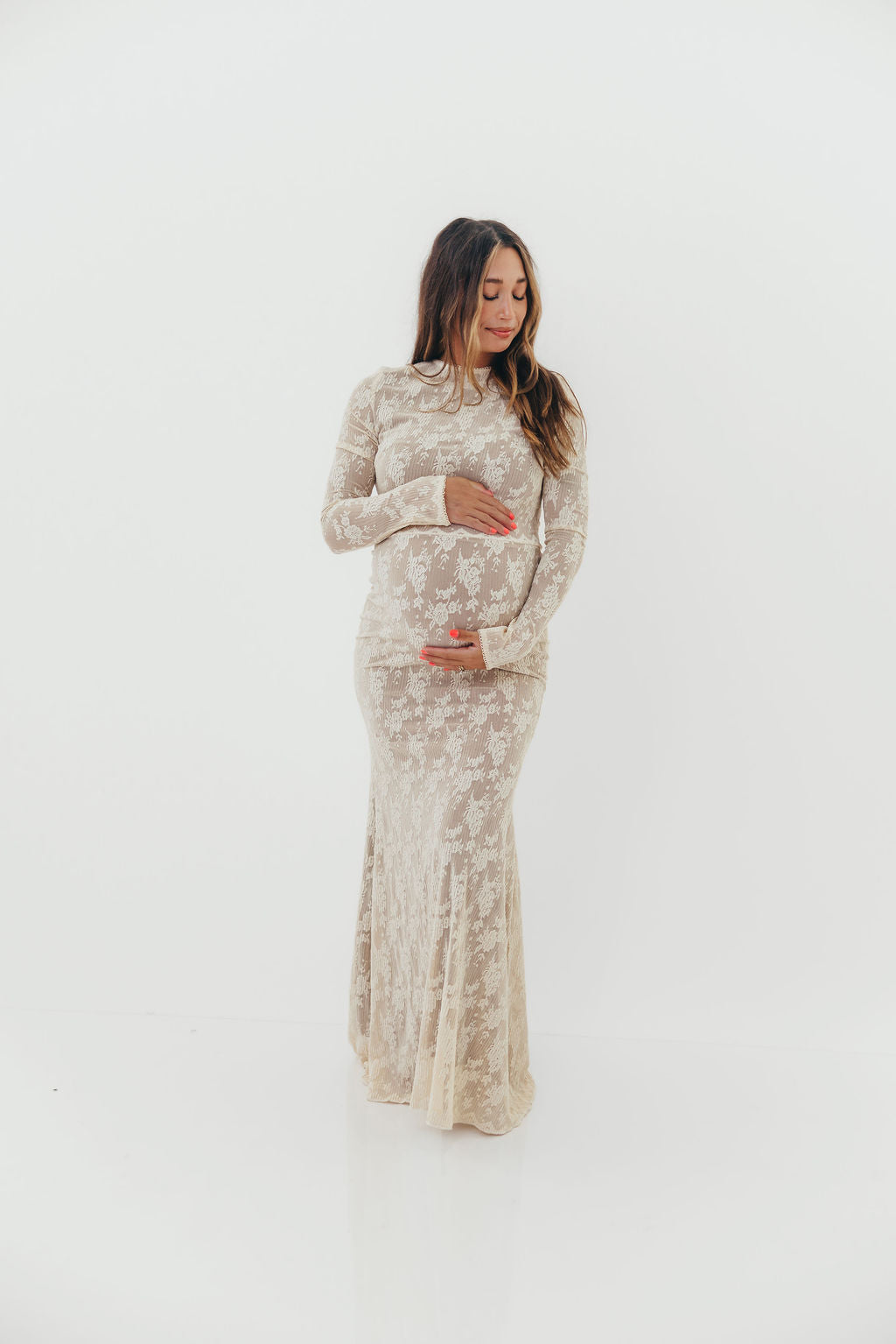 Seraphine Lace Maxi Dress in Cream - Inclusive Sizing & Bump Friendly (Size Up for Bump) *12/15 PRE-ORDER*