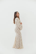 Seraphine Lace Maxi Dress in Cream - Inclusive Sizing & Bump Friendly (Size Up for Bump) *12/15 PRE-ORDER*