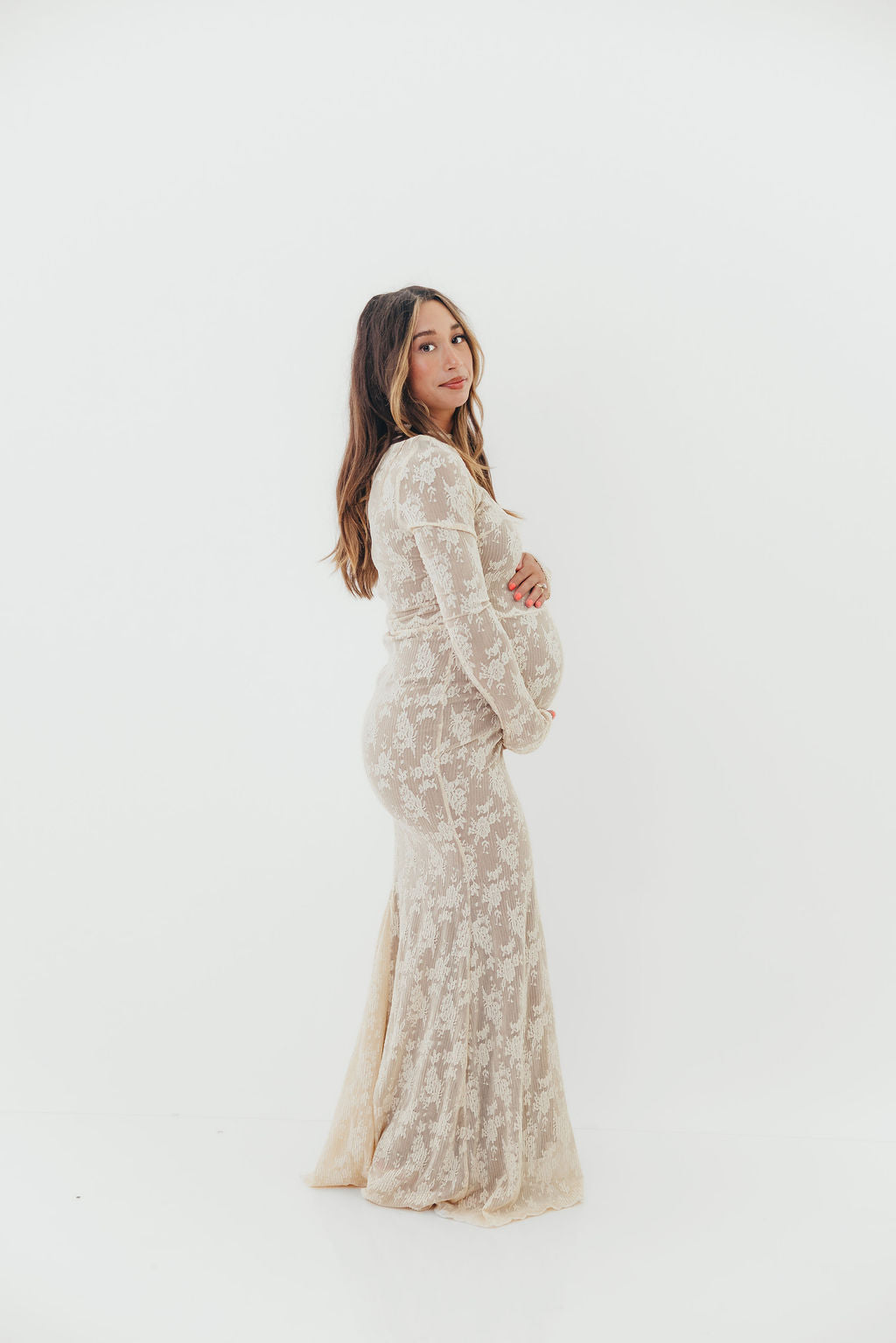 Seraphine Lace Maxi Dress in Cream - Inclusive Sizing & Bump Friendly (Size Up for Bump) *12/15 PRE-ORDER*