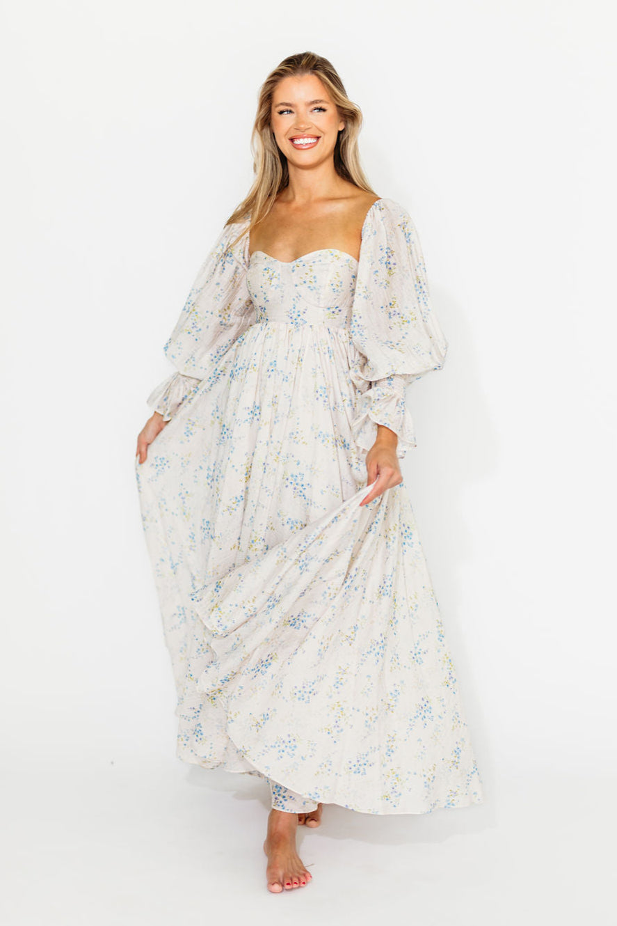 Dear Skye Floral Dress in Blue