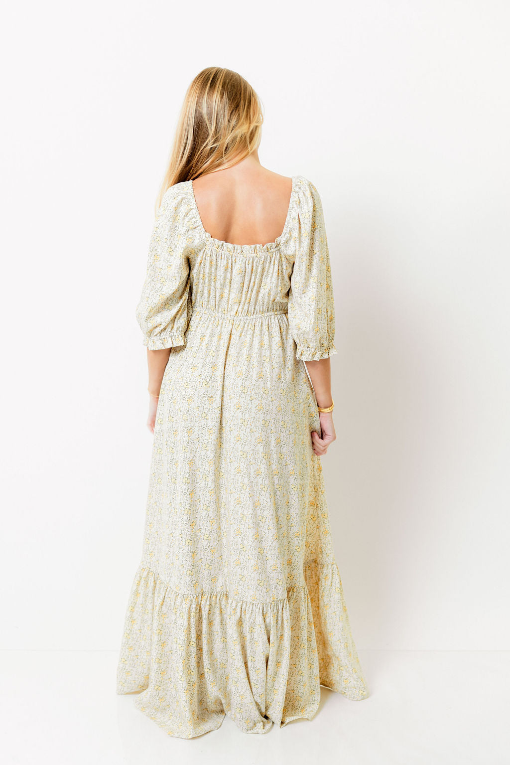 Brenna Floral Maxi Dress in Latte
