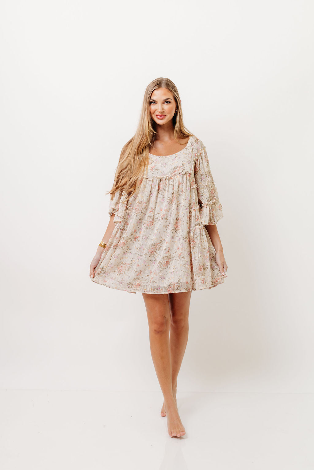 Floral Affair Mini Dress in Cream Multi