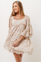 Floral Affair Mini Dress in Cream Multi