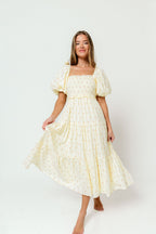Elena 100% Cotton Midi Dress in Butter Floral - Bump Friendly - *1/9 PRE-ORDER*