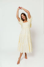 Elena 100% Cotton Midi Dress in Butter Floral - Bump Friendly - *1/9 PRE-ORDER*