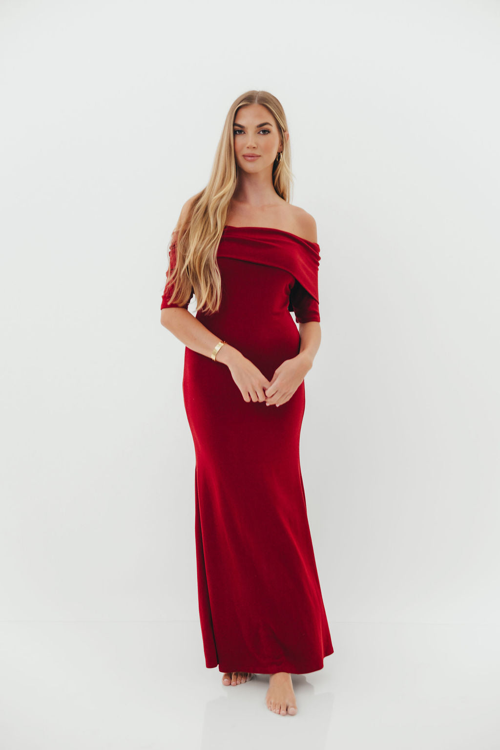 Monroe Half Sleeve Maxi Dress in Red - Bump Friendly *Final Sale*