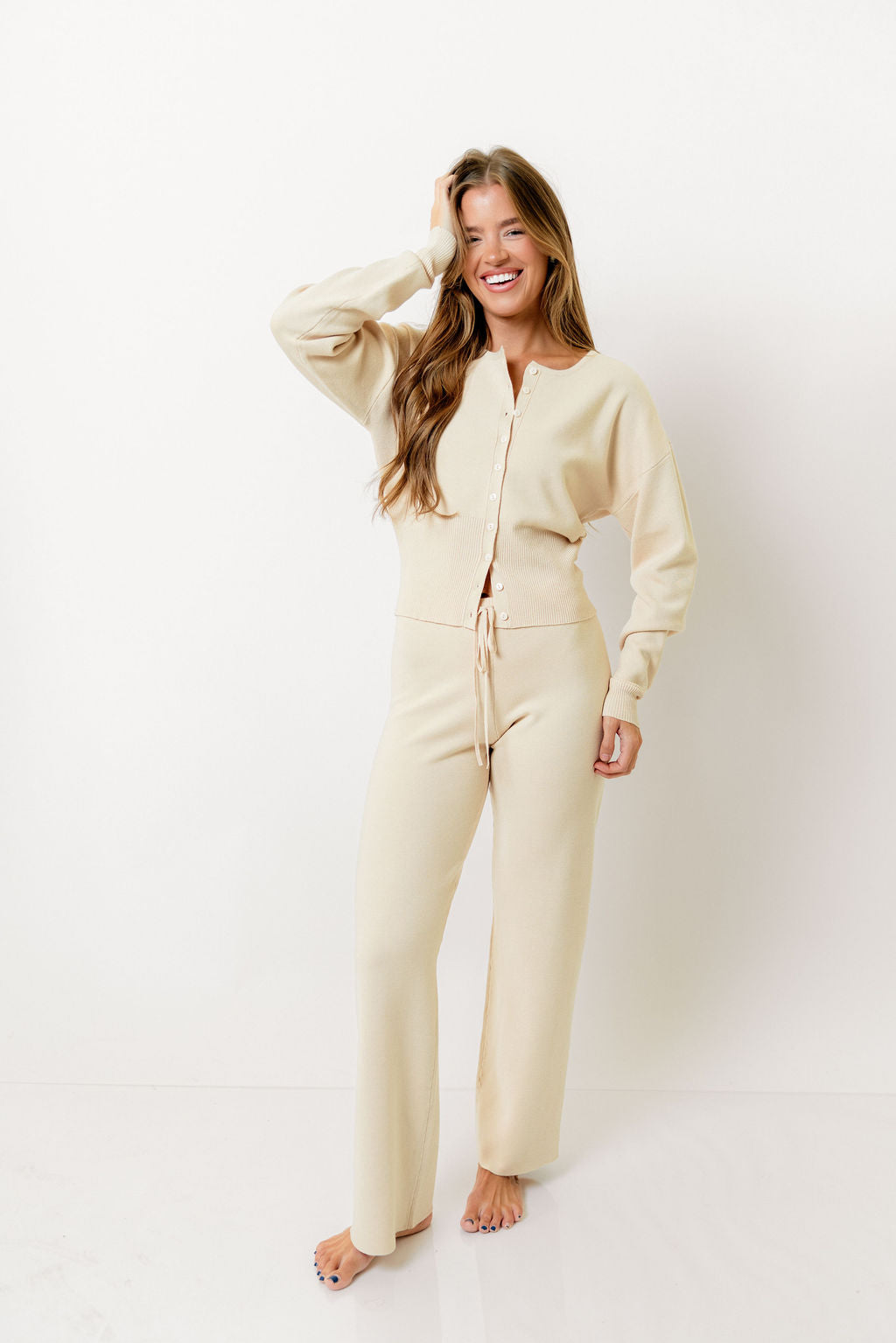 Richie Knit Lounge Pants in Beige