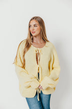 Janine Tie Front Cardigan in Yellow