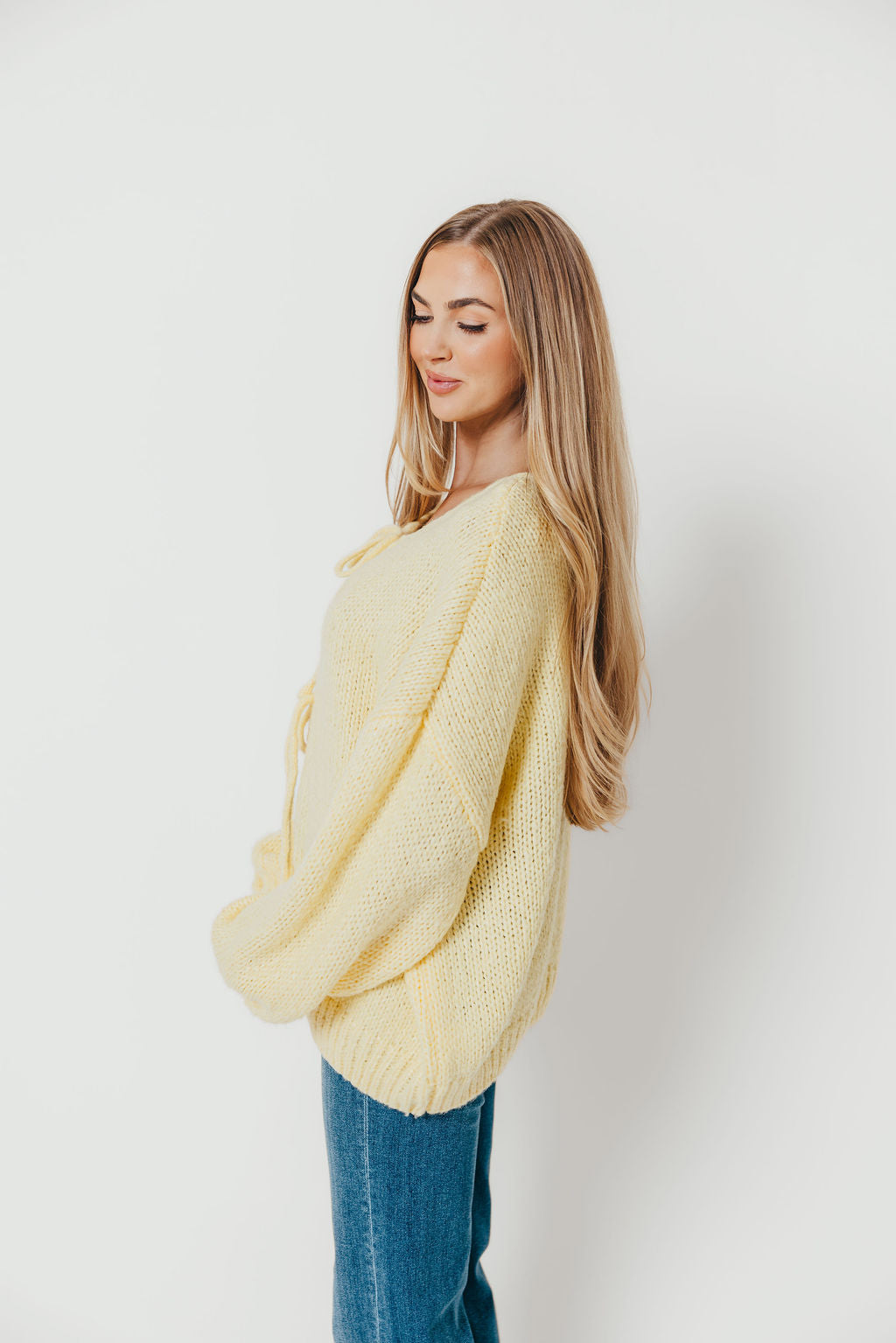 Janine Tie Front Cardigan in Yellow