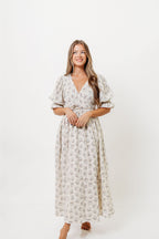 The Ari 100% Cotton Maxi Dress in Blue/Brown - Maternity and Nursing Friendly