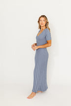 Oakley Ribbed Maxi Dress in Dusty Blue - Bump Friendly *Final-Sale*