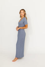 Oakley Ribbed Maxi Dress in Dusty Blue - Bump Friendly *Final-Sale*