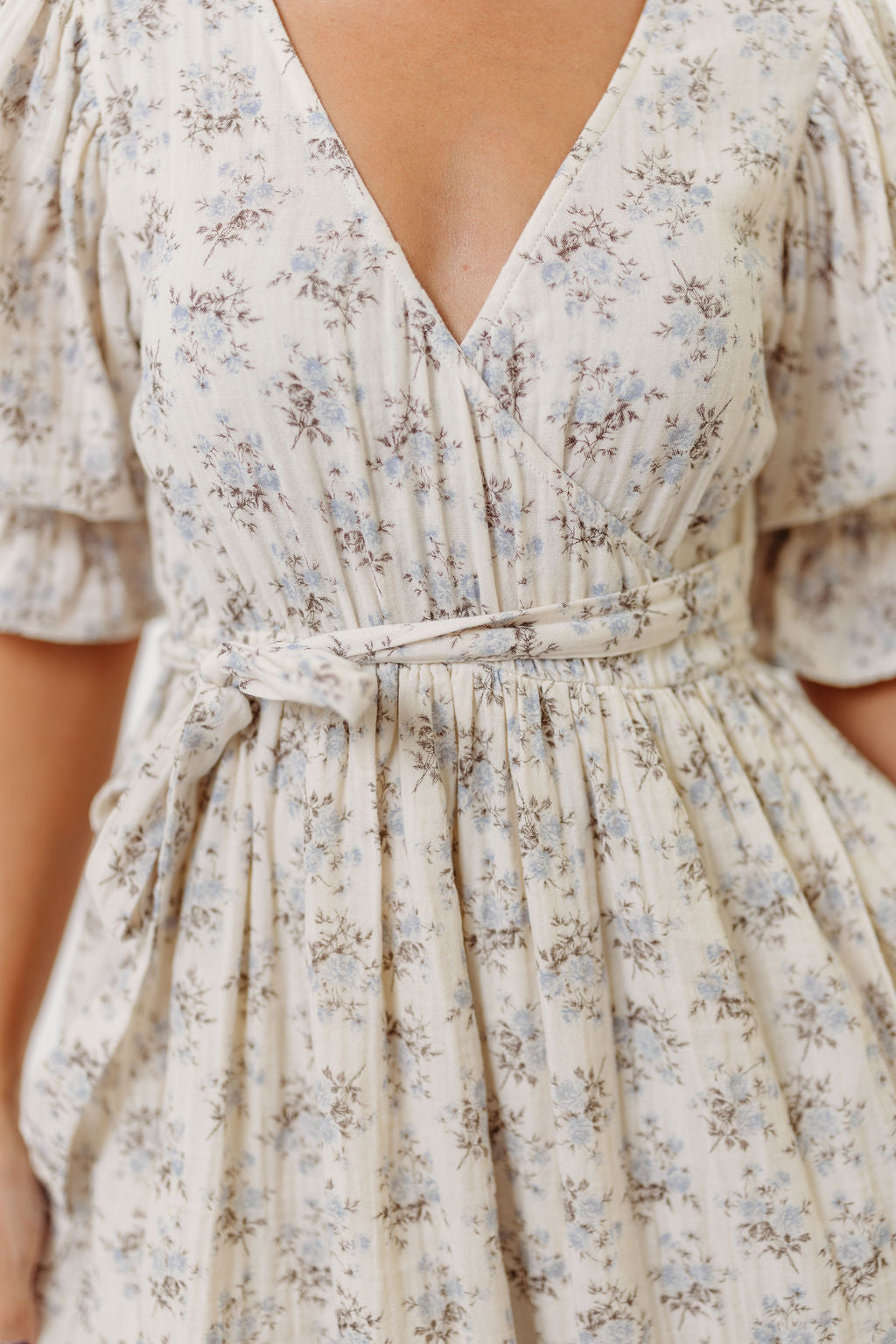 The Ari 100% Cotton Maxi Dress in Blue/Brown - Maternity and Nursing Friendly