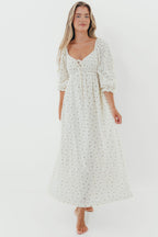 Cecilia 100% Cotton Smocked Maxi Dress in Ivory - Bump Friendly